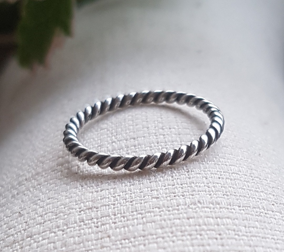 Silver Ring 925 Sterling Silver Cord Ring Twisted Stacking - Etsy Norway