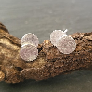 Disc stud earrings, 925 sterling silver, double stud earrings, double small stud earrings, ball stud earrings, chunky silver discs