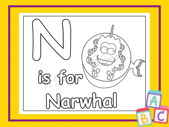 letter n coloring page instant download etsy
