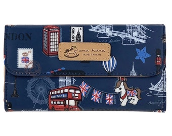 Cartera larga multifuncional impermeable de Londres Inglaterra, cierre a presión, lindo regalo para mujeres
