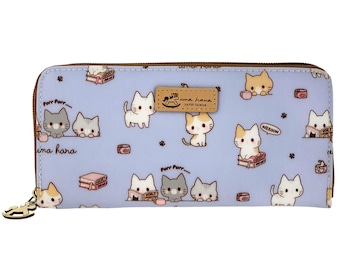 Meow Cat Waterproof Portable Long Wallet, Holds 5.5 Inch Phone, Pony Shaped Zipper, Cute Gift for Kitten Lovers