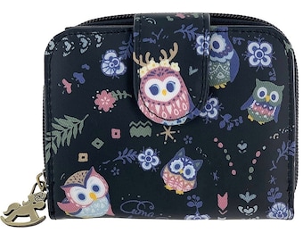 Owl Waterproof Short Snap Fold Wallet & Coin Purse, Waterproof, Pony Zipper, Cute Gift