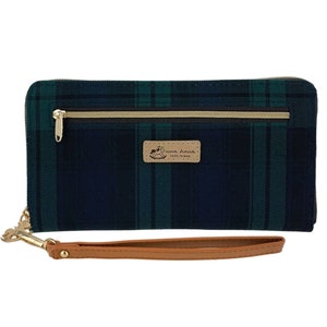 Cartera larga con cremallera impermeable a cuadros, lindo regalo para mujeres