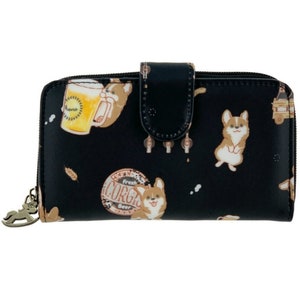 Cartera Corgi impermeable tamaño mediano Snap Fold & Monedero, lindo regalo para amantes de los perros o la cerveza