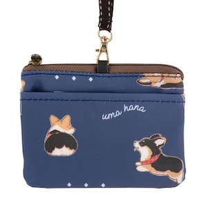 Corgis Geldbörse, niedlicher wasserdichter Ausweishalter mit Lanyard, tragbare Brieftasche Reißverschlussbeutel, Wechselveranstaltertasche, Geschenk für Hunde- und Haustierliebhaber