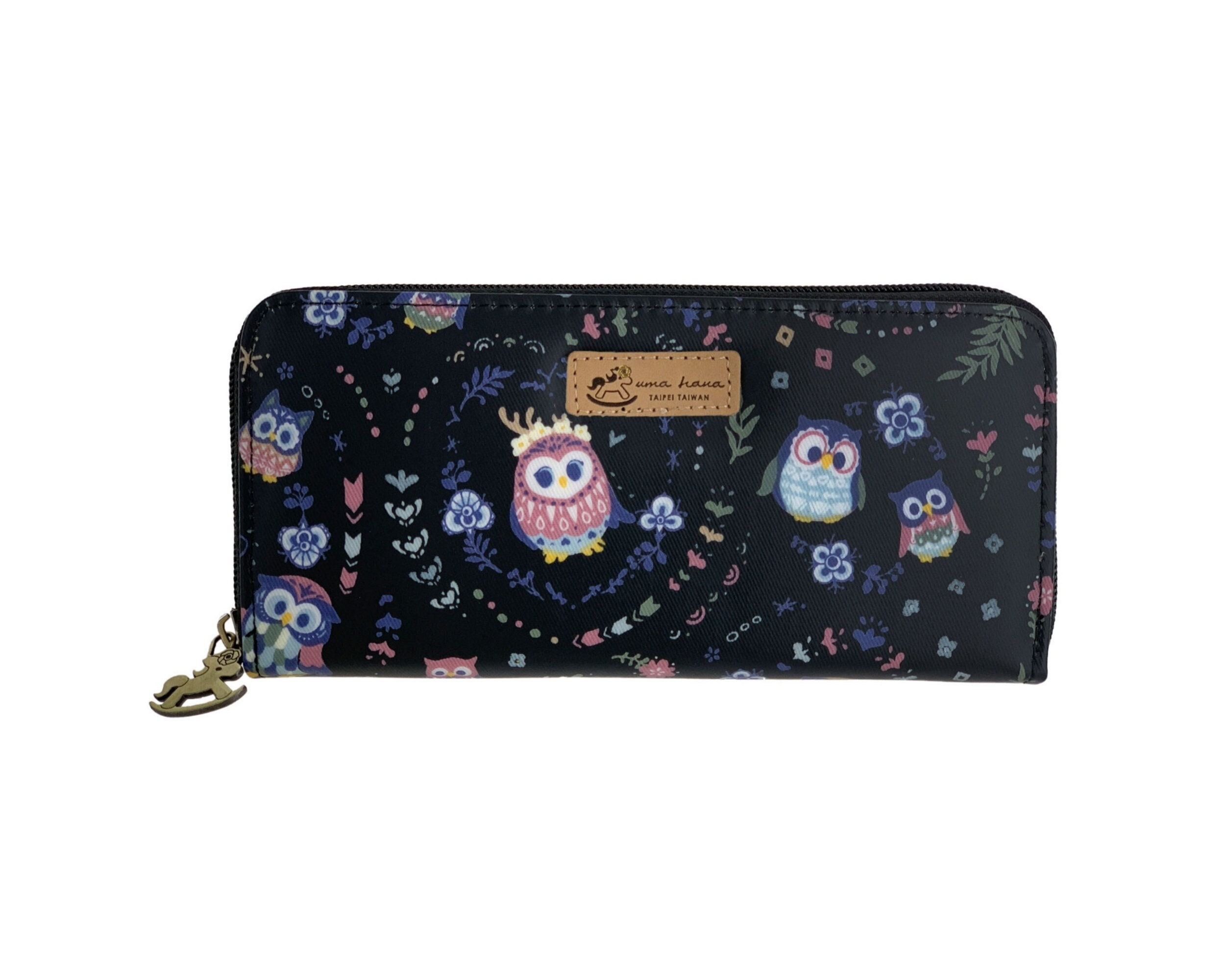 Autumn Owl Park Bench Small Women's Wallet - Vegan Leather With Zipper Coin Pocket - View #3