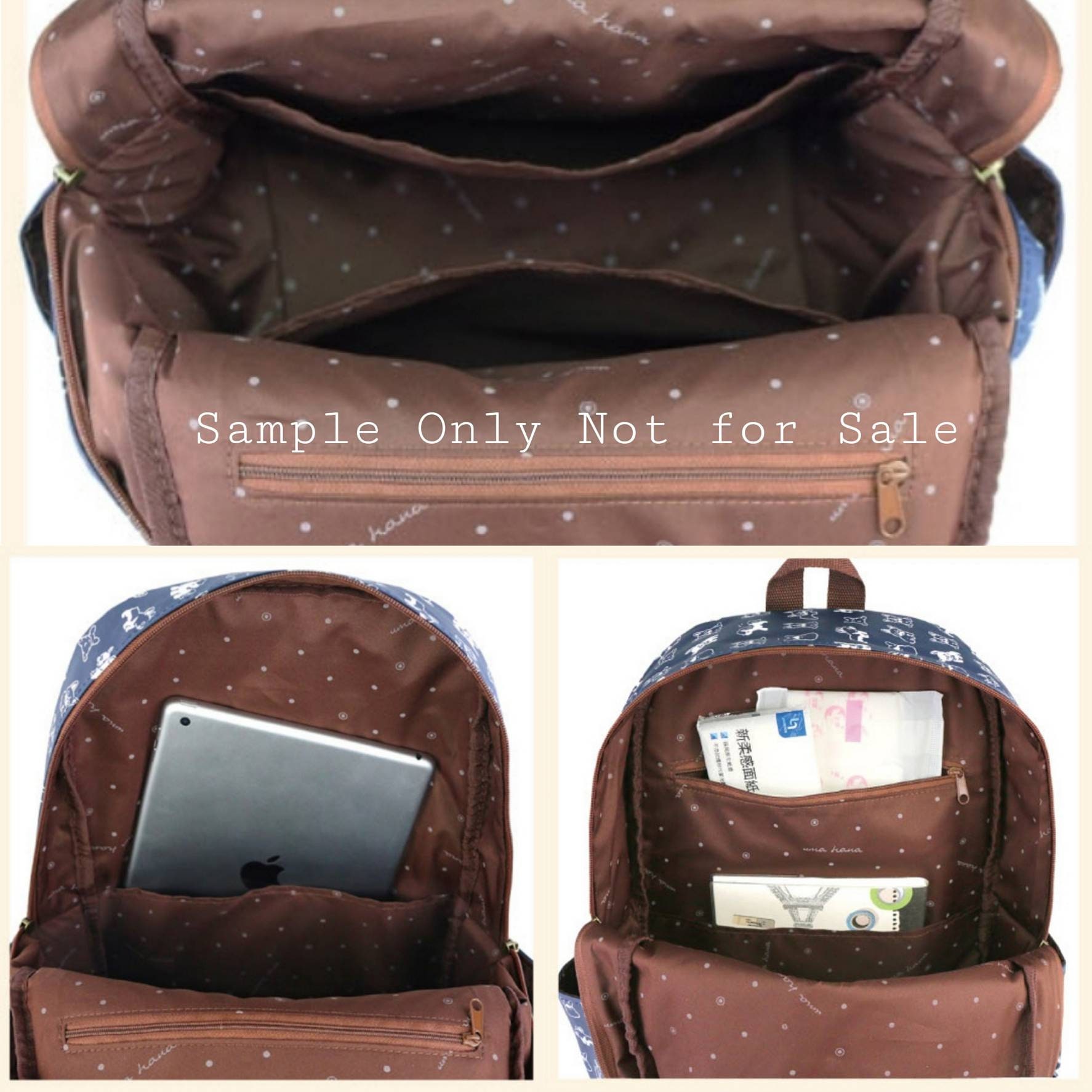 Waterproof Corgi Large Opening Backpack UMA HANA Unisex Black Corgi Puppy Large opening waterproof  main image 2