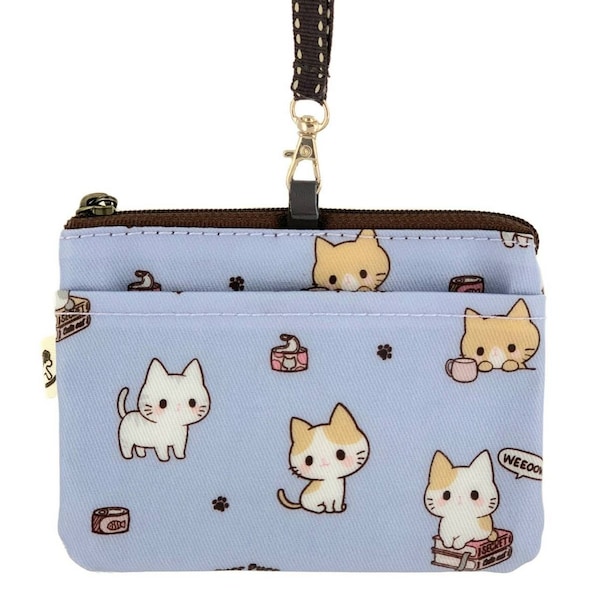 Meow Cat Waterproof Card & Coin Purse Holder W/ Neck Strap Lanyard, Cute Gift for Kitten Lovers