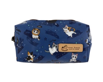 Cat Yoga Waterproof Rectangle Makeup Cosmetic Bag, Cute Gift for Kitten Lovers, Treat Pouch & Pencil Case