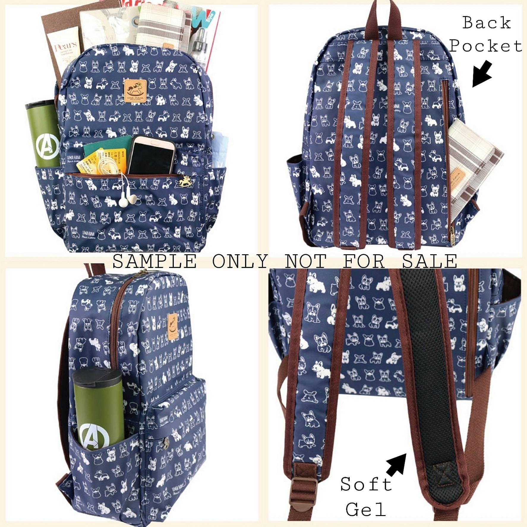 Waterproof Corgi Large Opening Backpack UMA HANA Unisex Black Corgi Puppy Large opening waterproof  main image 3