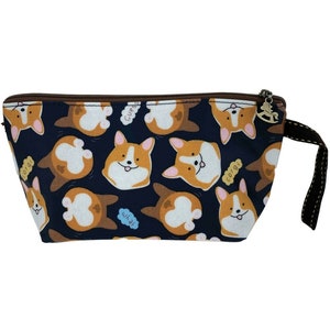 Corgi impermeable bola de masa cosmética maquillaje viaje organizador bolsa, estuche de lápiz, bolsa de golosinas, lindo regalo para los amantes de los perros y las mujeres