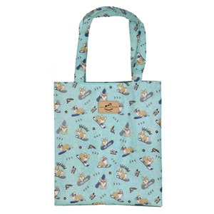 Snow Corgi Waterproof Large Shoulder Tote Bag, Cute Handmade Gift for Dog Lovers