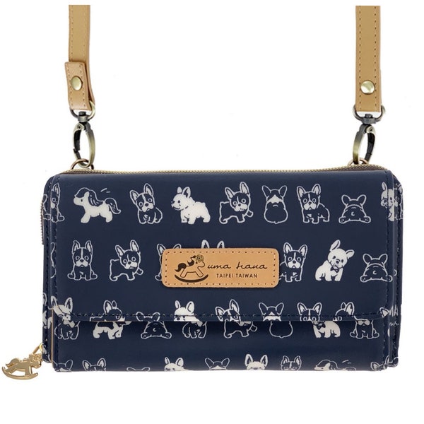 French Bulldog, Puppy, Crossbody Wallet Shoulder Strap Clutch, Waterproof, Pony Zippers, Durable, Cute, Unique, Gift, Dog, Frenchie