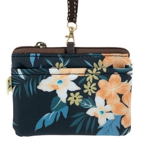Titular impermeable de la tarjeta y del monedero de las flores tropicales con cordón de la correa del cuello, lindo regalo para los amantes de las flores