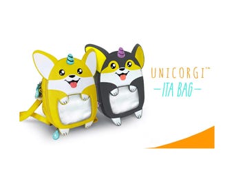 Ita Bag Unicorn Corgi Backpack Shoulder Crossbody Bag, Cute Pin Display Gift For Dog, Pet, & Animal Lovers