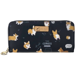 Cartera larga portátil resistente al agua para cachorros de Corgi, capacidad para teléfono de 5,5 pulgadas, trasero de Corgi, cremallera en forma de Pony, bonito regalo para los amantes de los Corgi