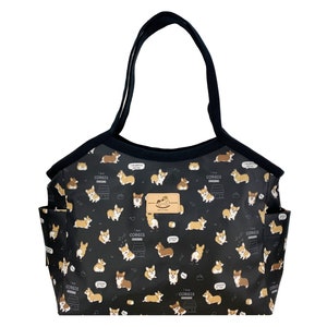 Wasserdichte Corgis Tote Trapeze Schulter Handtasche, nettes Geschenk für Hundeliebhaber, Alltagstasche mit großer Kapazität