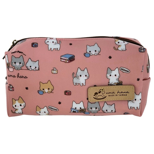 Meow Cat Waterproof Rectangle Makeup Cosmetic Bag, Cute Gift for Kitty Lovers, Treat Pouch & Pencil Case