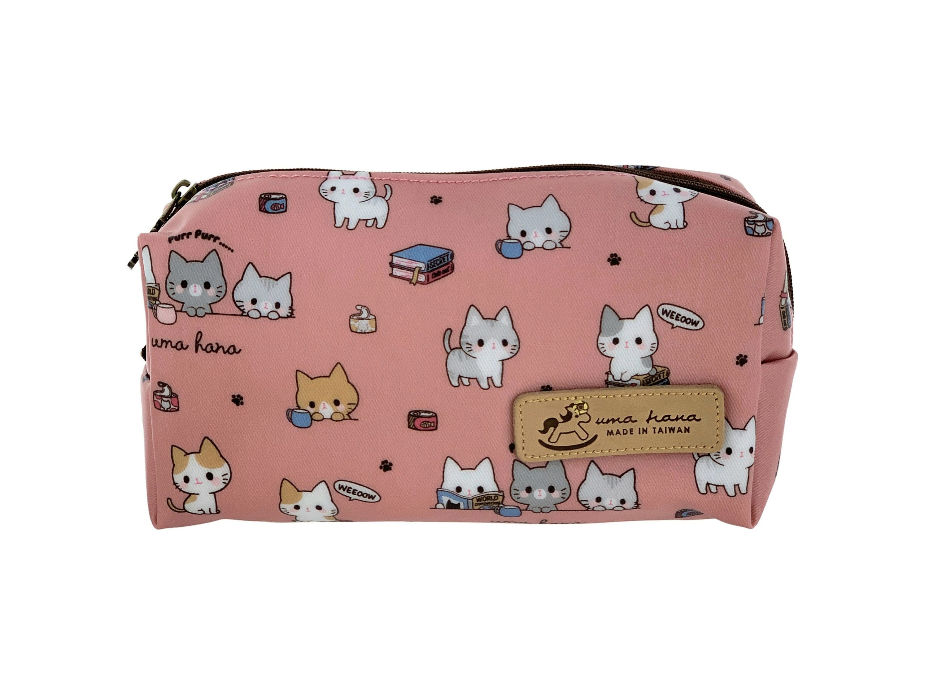 Pusheen The Cat Pink/Green Pastel Pencil Case Makeup Bag Kawaii