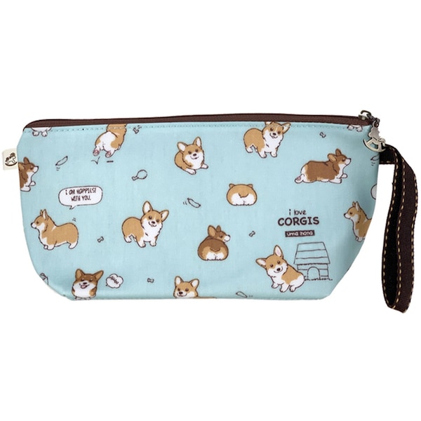 Corgi Puppy Waterproof Dumpling Cosmetic Makeup Travel Organizer Bag, Pencil Case, Treat Pouch, Cute Gift for Dog Lovers & Women