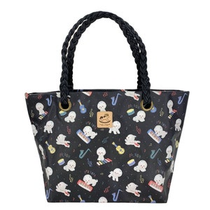 Bichon wasserdichte gewebte Schulter Tote Handtasche, süßes Geschenk für Hundeliebhaber, große Kapazität Alltagstasche