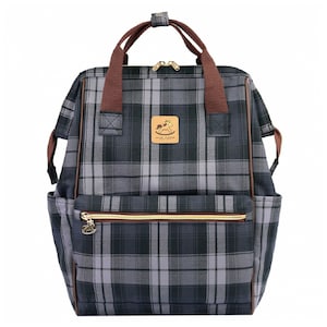 Wasserdichter karierter Rucksack mit großer Öffnung, perfektes Geschenk für Schule und Arbeit, passend für Laptop, Bücher, Wasserflasche
