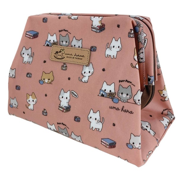 Meow Cat Waterproof Large Opening Cosmetic Makeup Bag, Cute Gift for Kitten Lovers, Toiletry Storage Organizer