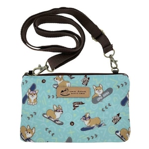 Snow Corgi Waterproof Phone Crossbody Shoulder Bag Purse W/ Touch Screen Compatible Plastic Zipper Pocket, Cute Gift for Dog Lovers
