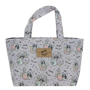 Waterproof Boba French Bulldog Small Handbag Tote Purse, Cute Gift for Dog Lovers, Casual Everyday Bag