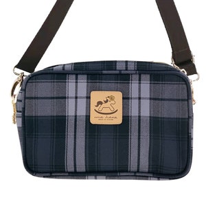 Crossbody retangular impermeável com zíper duplo xadrez, bolsa de ombro, lindo presente para mulheres
