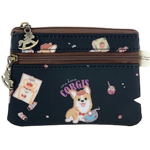Corgis Geldbörse, niedlicher wasserdichter Schlüsselbund Kartenhalter, tragbare Brieftasche Reißverschlussbeutel, Wechselveranstaltertasche, Geschenk für Hunde- und Haustierliebhaber