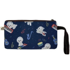 Portamonete lungo impermeabile Bichon con cinturino da polso, custodia per dolcetti, borsa per trucchi, astuccio, regalo carino per gli amanti dei cani