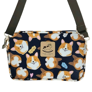 Wasserdichte Corgis Rechteck Doppelreißverschluss Crossbody, Umhängetasche Geldbörse, süßes Geschenk für Hundeliebhaber, lässige Alltagstasche