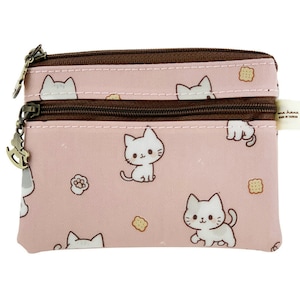 Monedero de gato, lindo titular de efectivo de tarjeta de llavero impermeable, bolsa de cremallera de billetera portátil, bolsa organizadora de cambio, regalo para amantes de gatitos y mascotas