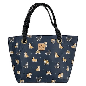 Shiba Inu Wasserdichte gewebte Schulter Tote Handtasche, süße Geschenke für Hundeliebhaber, große Kapazität Alltagstasche