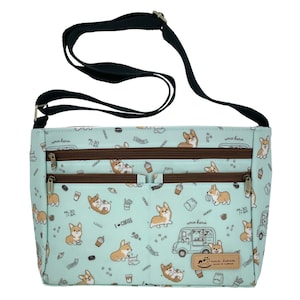 Corgis & Coffee Wasserdicht 5 Reißverschluss Umhängetasche, Schultertasche Geldbörse, niedliches Geschenk für Hundeliebhaber
