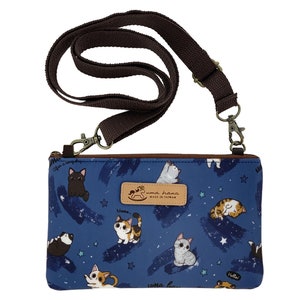 Bolso bandolera para teléfono impermeable con diseño de gato con bolsillo con cremallera de plástico Compatible con pantalla táctil, bonito regalo para los amantes de los gatitos
