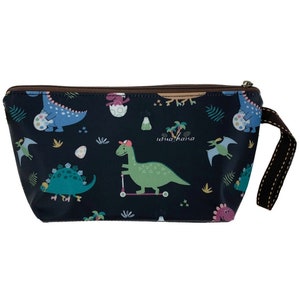 Sac organisateur de voyage de maquillage cosmétique de boulette imperméable de dinosaure, étui à crayons, pochette de friandises, cadeau mignon pour femmes et enfants