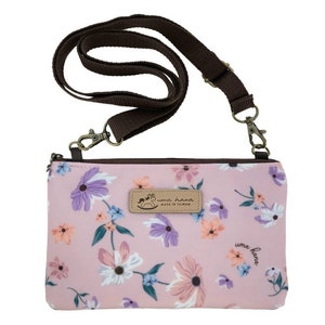 Bolso bandolera floral impermeable para teléfono con bolsillo con cremallera de plástico compatible con pantalla táctil, lindo regalo para los amantes de las flores