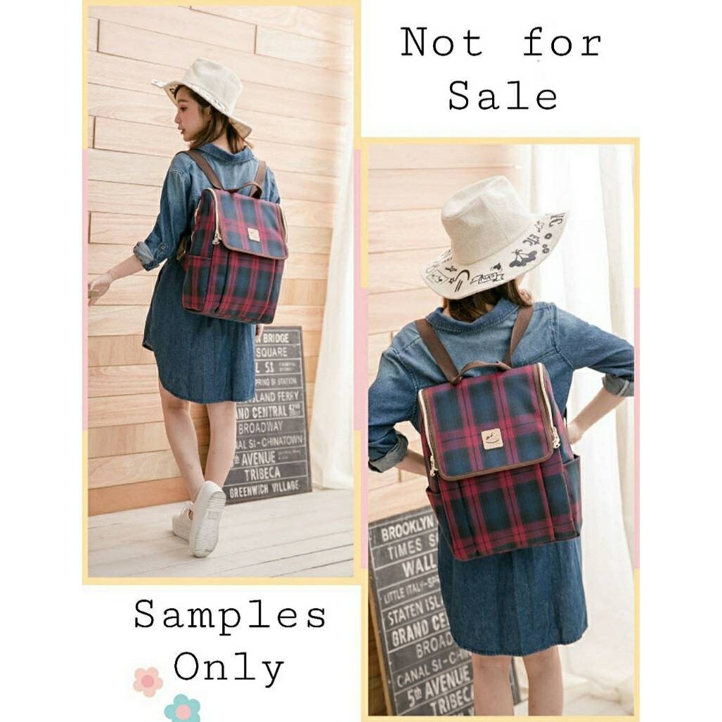 Waterproof Plaid Flip Backpack for School Work Waterproof Plaid Large Magnetic Flip Cover Backpack, Water  main image 2