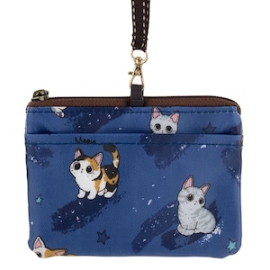 Porte-cartes et porte-monnaie étanche yoga chat avec tour de cou, cadeau mignon pour les amoureux des chatons