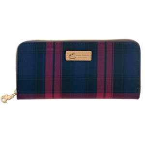 Tartan Plaid impermeable portátil larga billetera, sostiene un teléfono de 5.5 pulgadas, cremallera en forma de pony, lindo regalo para mujeres