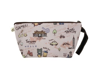 Glückliches Taiwan wasserdichtes Dumpling Kosmetik Make-up Reiseveranstalter Tasche, Federmäppchen, Hunde Leckerli Beutel, niedliches Geschenk für Frauen & Taiwan-Liebhaber