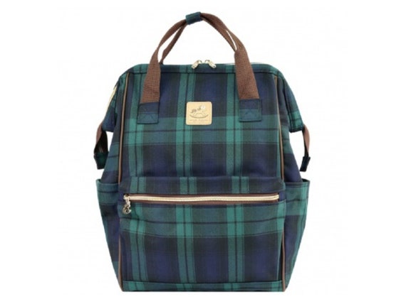 Waterproof Plaid Large Opening Backpack, Perfect Gift for School