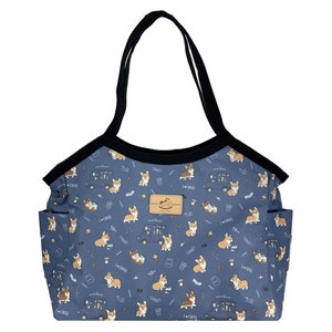 Wasserdichte Corgis Tote Trapez Schulter Handtasche, Nettes Geschenk für Hunde & Kaffee-Liebhaber, Alltagstasche mit großer Kapazität