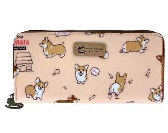 Corgi Puppy Waterproof Portable Long Wallet, Holds 5.5 Inch Phone, Corgi Butt, Pony Shaped Zipper, Cute Gift for Corgi Lovers