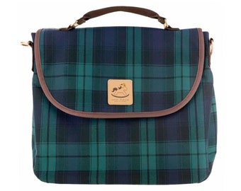 Tartan Plaid Waterproof Convertible Multipurpose Messenger Shoulder Crossbody, Backpack, Handbag, Multi-Functional Triple Use Bag