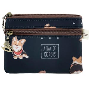 Monedero tricolor con diseño de Corgi, bonito llavero impermeable con tarjetero, monedero portátil con cremallera, bolsa para cambio, regalo para amantes de los perros y las mascotas