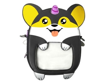 Unicorn Corgi Ita Bag Crossbody Backpack Pin Display Holder, Cute Dog Lover Gift Ita Bag Unicorn Corgi Backpack Shoulder Crossbody Bag, Cute  main image 3
