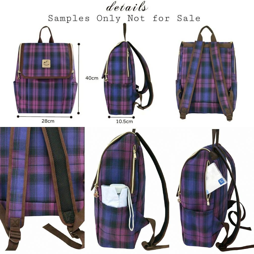 Waterproof Plaid Large Magnetic Flip Cover Backpack, Water 